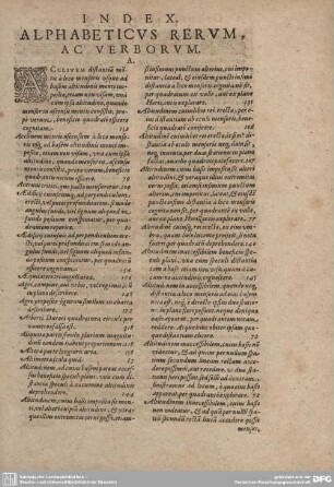 INDEX ALPHABETICUS RERUM, AC VERBORUM.