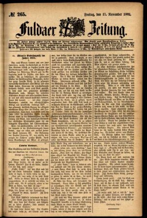 Ausgabe vom Freitag, den 17. November 1882.