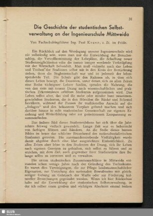 Die Geschichte der studentischen Selbstverwaltung an der Ingenieurschule Mittweida