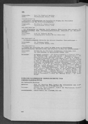 Forschungsbereich Umweltschutz und Umweltgestaltung