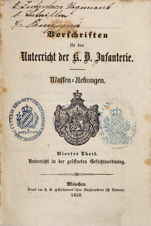 Vorschriften für den Unterricht der K. B. Infanterie : Waffen-Uebungen, 4. Unterricht in der geöffneten Gefechtsordnung