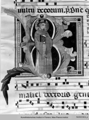 Initiale B mit dem heiligen Stephanus - Antiphonarium proprium de Sanctis et Commune Sanctorum
