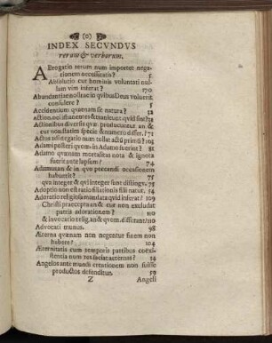 Index Secundus rerum & verborum.