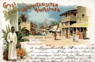 Gruss von der Deutsch-Ostafrikanischen Ausstellung ; Barra Rasta Indier Straße in Daresalam