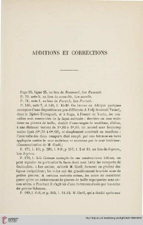 Additions et corrections