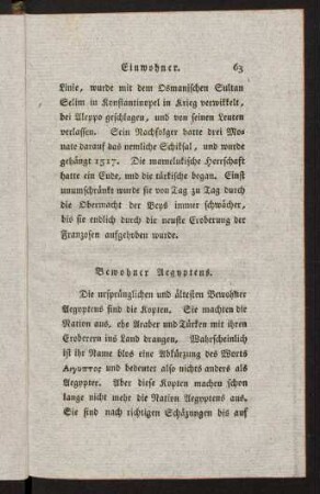 63-73, Bewohner Aegyptens