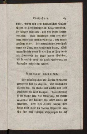 63-73, Bewohner Aegyptens