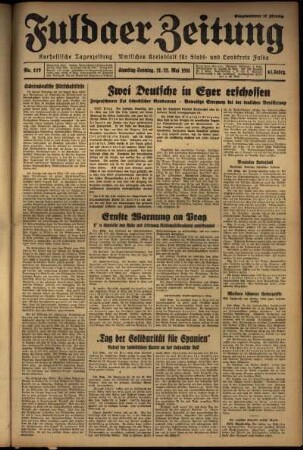 Ausgabe vom Sonntag, den 22. Mai 1938.