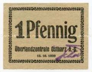 Überlandzentrale Ostharz A.G., Notgeld 1Pfennig