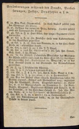 Veränderungen während des Drucks, Verbesserungen, Zusätze, Druckfehler u.s.w.