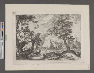 [Der Raub des Ganymed in einer Landschaft mit Bauernhäusern]