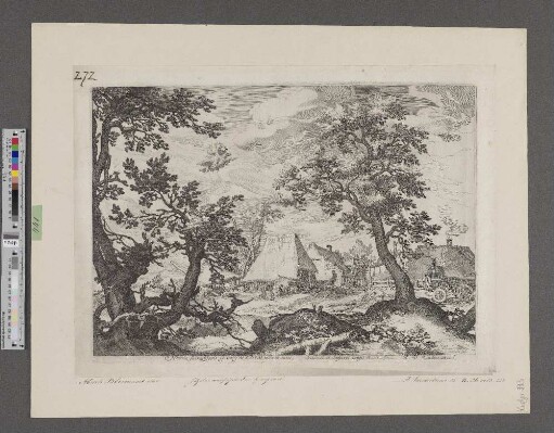 [Der Raub des Ganymed in einer Landschaft mit Bauernhäusern]