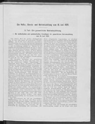 I. Die methodischen und systematischen Grundlagen der gewerblichen Betriebszahlung vom 16. Juni 1925.