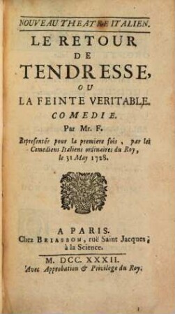 Le Retour de Tendresse, ou la Feinte veritable