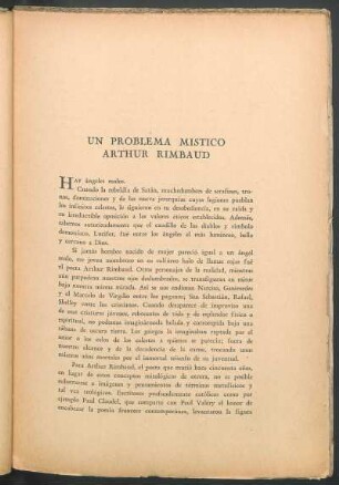 Un problema místico Arthur Rimbaud