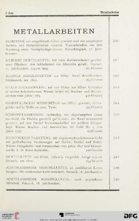 Metallarbeiten (Nr. 240-285)