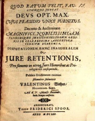 Disp. inaug. de iure retentionis