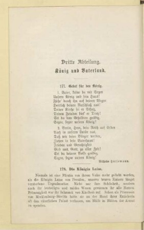 Dritte Abteilung. König und Vaterland