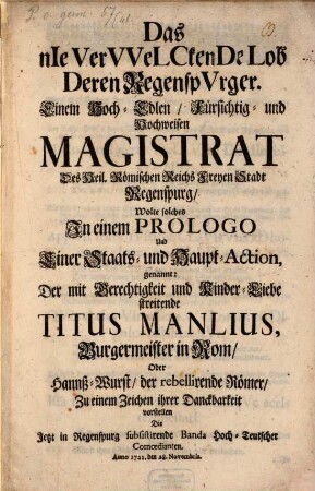 Das nie verwelkende Lob derer Regenspurger