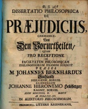 Diss. philos. de praeiudiciis