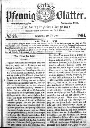 No. 26, Sonnabend, den 25. Juni 1866
