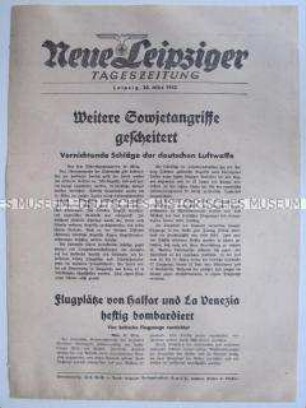 Extrablatt der "Neuen Leipziger Tageszeitung" zu fortgesetzten Kämpfen auf der Krim und italienischen Bombardements