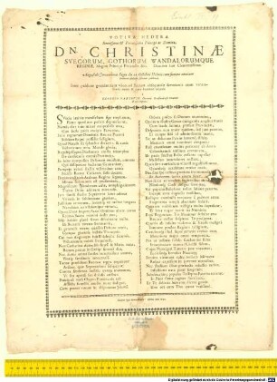 Votiva Hedera serenissimae et Potentissimae Principi ac Dominae, Dn. Christinae Suecorum ... Reginae ... suspensa