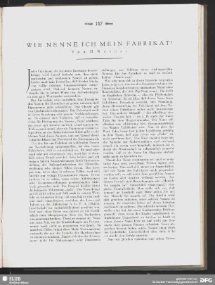 Wie nenne ich mein Fabrikat?