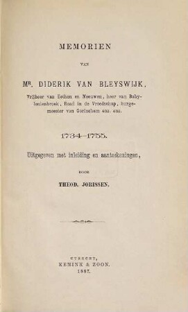 Memorien : 1734 - 1755