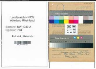 Entnazifizierung Heinrich Ahlbrink , geb. 19.05.1910 (Landwirt)