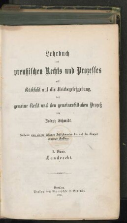 Bd. 1: Landrecht
