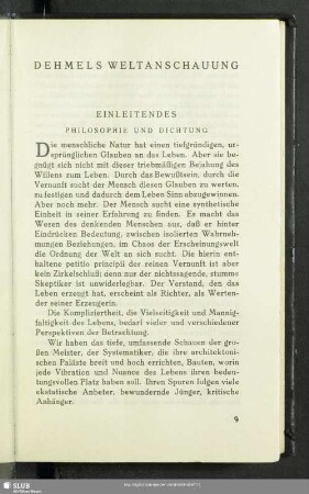 Dehmels Weltanschauung