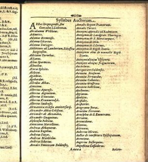Syllabus Auctorum.