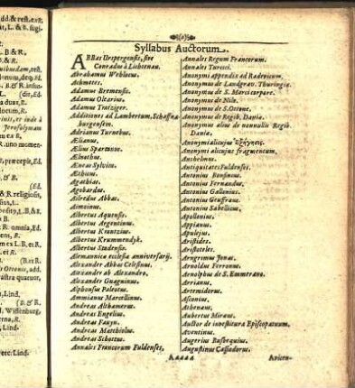 Syllabus Auctorum.