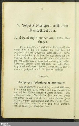V. Schulübungen mit den Anstellleitern