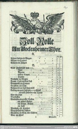 Zoll-Rolle Am Bockenheimer Thor