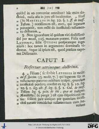 Caput I. Refertur utriusque doctrina.