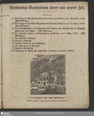 Merkwürdige Begebenheiten älterer und neuerer Zeit, 1858