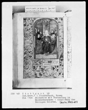 Lateinisch-französisches Stundenbuch (Livre d'heures) — Ausgießung des heiligen Geistes, Folio 115recto