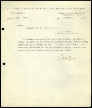 M. Schede an W. Wrede