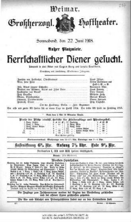 Herrschaftlicher Diener gesucht
