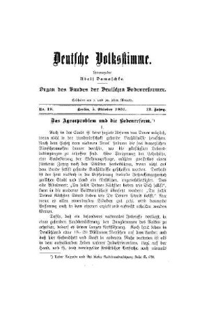 Das Agrarproblem und die Bodenreform