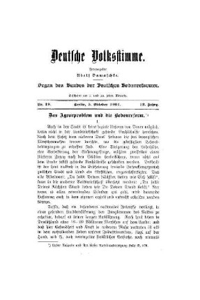 Das Agrarproblem und die Bodenreform
