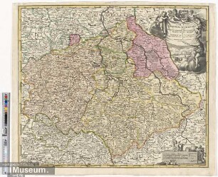 CIRCULUS SAXONIAE SUPERIORUS in quo DUCATUS & ELECTORATUS SAXONIAE MARCHIONATUS MISNIAE et LANDGRAVIATUS THURINGIAE cum insertis et finitimis Regionibus exhibentur a IOHANNE BAPTISTA HOMANNO, Norimberg