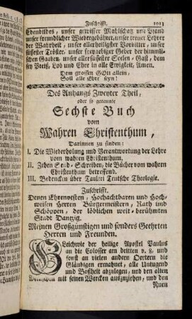1013-1018, Zuschrift und Vorrede an den Christlichen Leser.