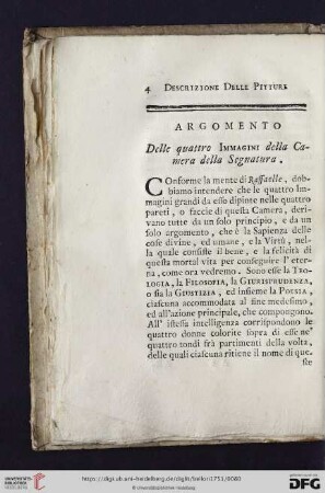 Argomento. Delle quattro immagini della Camera della Segnatura