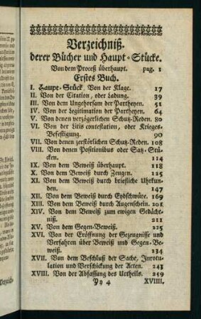 Verzeichniß derer Bücher und Haupt-Stücke