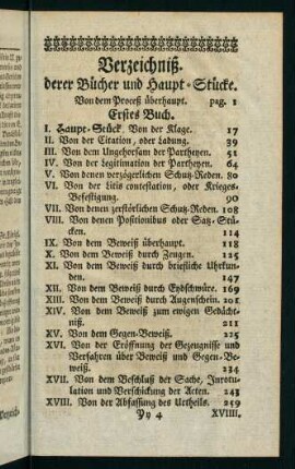 Verzeichniß derer Bücher und Haupt-Stücke
