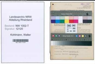 Entnazifizierung Walter Kohlmann , geb. 21.10.1904 (Ingenieur)
