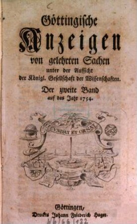 Göttingische Anzeigen von gelehrten Sachen. 1754, 2